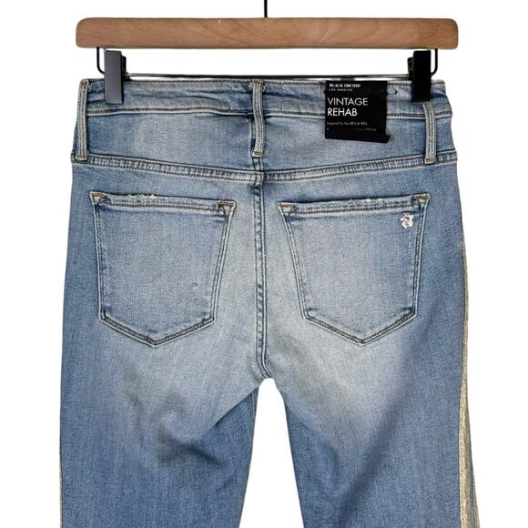 Black Orchid Vintage Rehab NWT Chrissy Kick Flare Racing Side Stripes Jeans - Picture 6 of 11